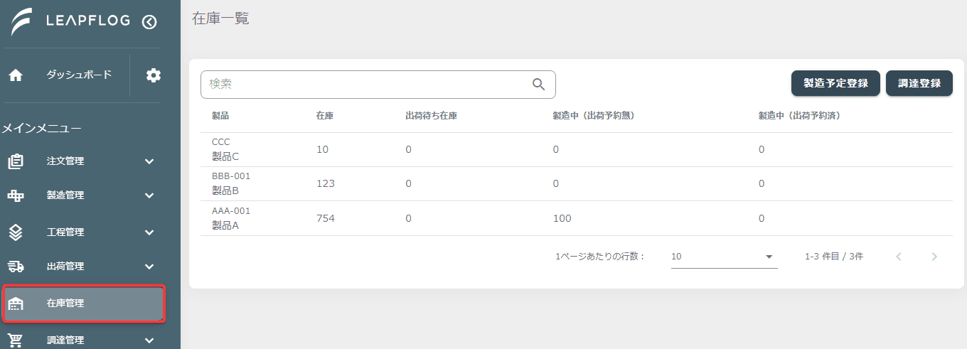在庫管理一覧